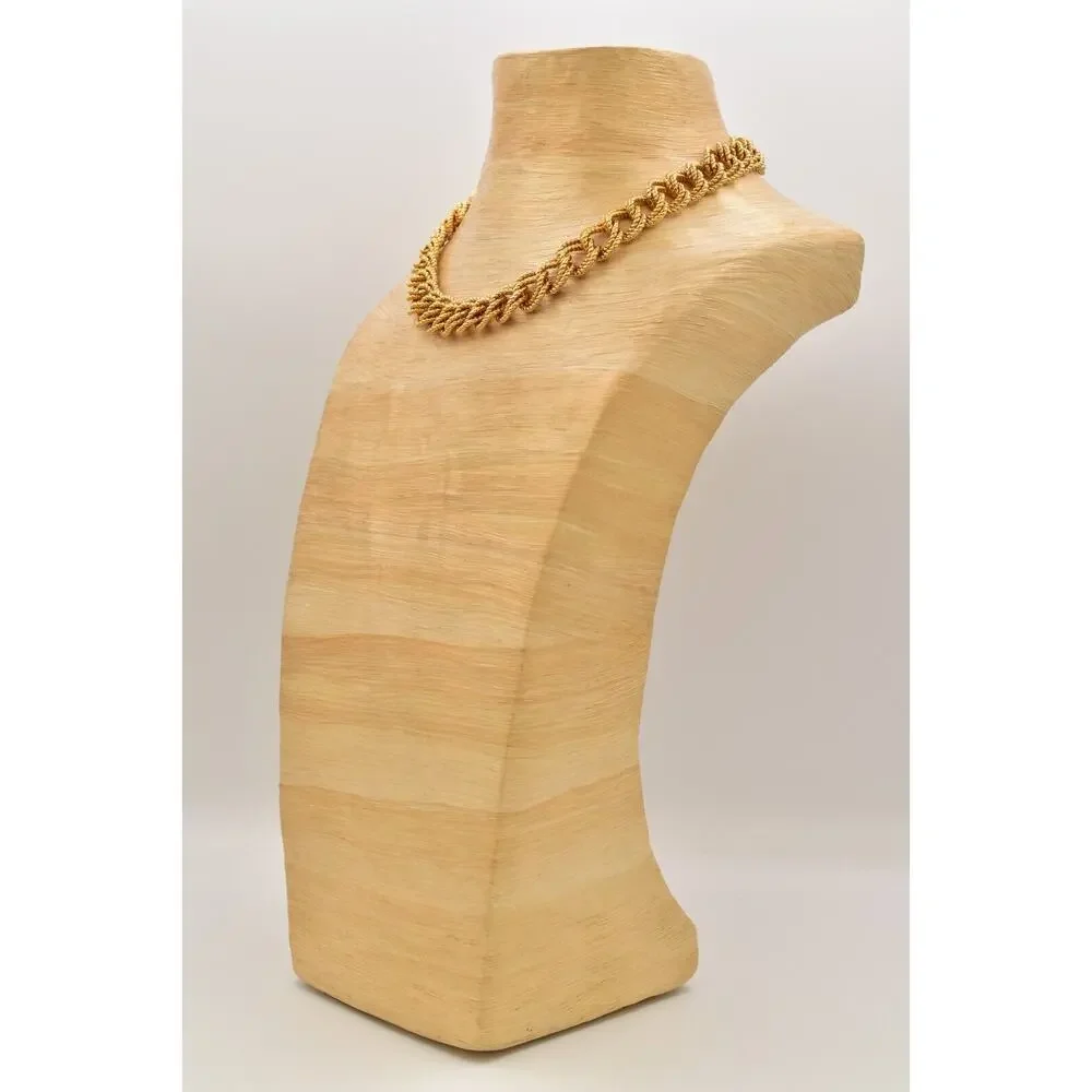 Vintage Chain Collar Necklace Double Linked Textured Gold Heavy Chunky 80s BinBE